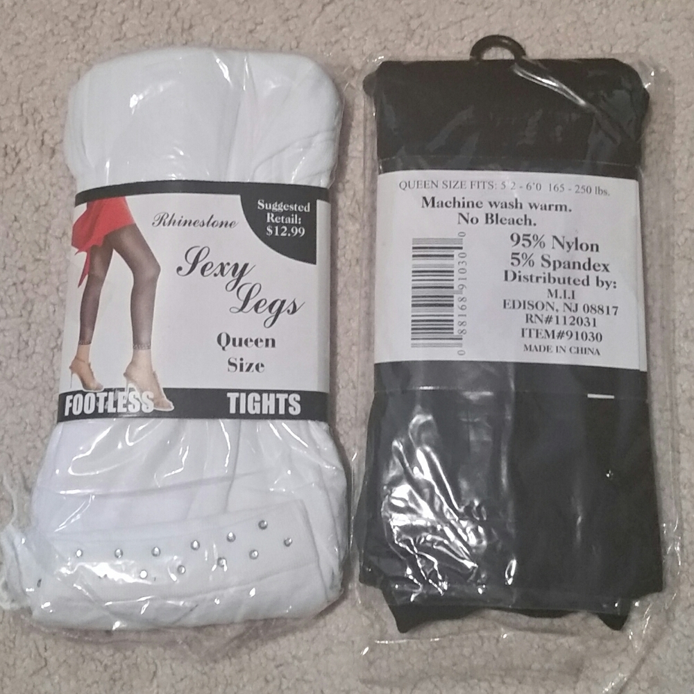 COPY - Footless Tights Rhinestone White Queen Plu…